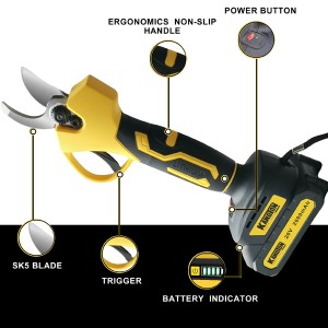 25mm Cordless Brushless Electric Pruning Shears Battery Powered Cordless Pruners for Brunches and Garden
